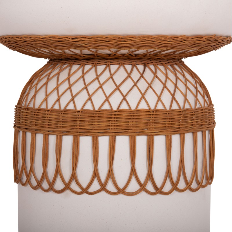 ΒΟΗΘΗΤΙΚΟ ΤΡΑΠΕΖΙ PRILEP HM18159.02 FIBER CEMENT ΛΕΥΚΟ & RATTAN--Φ60x76,5Υεκ