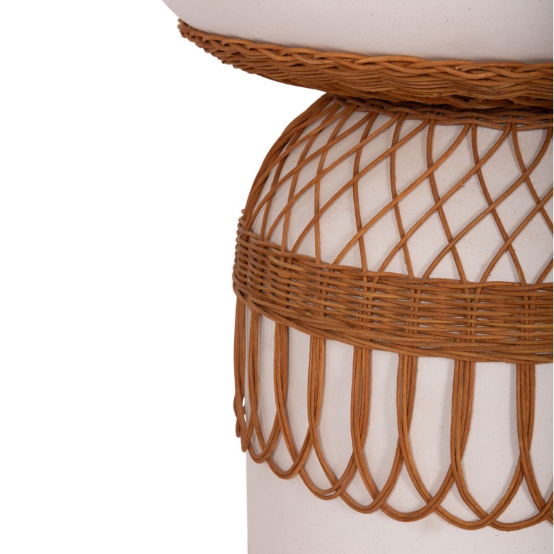 ΒΟΗΘΗΤΙΚΟ ΤΡΑΠΕΖΙ PRILEP HM18159.02 FIBER CEMENT ΛΕΥΚΟ & RATTAN--Φ60x76,5Υεκ