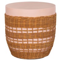 ΒΟΗΘΗΤΙΚΟ ΤΡΑΠΕΖΙ VILHENA HM18166 FIBER CEMENT ΡΟΖ-RATTAN ΦΥΣΙΚΟ Φ44.5x45Υεκ.