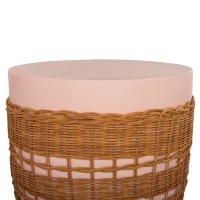 ΒΟΗΘΗΤΙΚΟ ΤΡΑΠΕΖΙ VILHENA HM18166 FIBER CEMENT ΡΟΖ-RATTAN ΦΥΣΙΚΟ Φ44.5x45Υεκ.