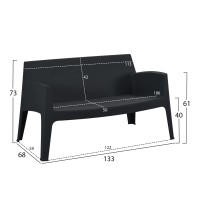 ΚΑΝΑΠΕΣ 2-ΘΕΣΙΟΣ ΠΟΛΥΠΡΟΠΥΛΕΝΙΟΥ SLEEK HM6366.02 ΧΡΩΜΑ ΜΑΥΡΟ 133x68x73Υεκ.