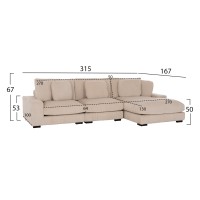 ΚΑΝΑΠΕΣ ΔΕΞΙΑ ΓΩΝΙΑ CRANFIELD HM3287.02R ΜΠΕΖ ΡΙΓΕ ΥΦΑΣΜΑ 315x167(γωνία)x67Υεκ.
