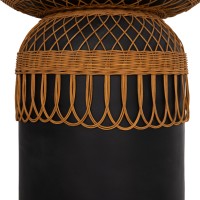 ΒΟΗΘΗΤΙΚΟ ΤΡΑΠΕΖΙ PRILEP HM18159.01 FIBER CEMENT ΜΑΥΡΟ & RATTAN--Φ60x76,5Υεκ