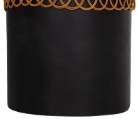ΒΟΗΘΗΤΙΚΟ ΤΡΑΠΕΖΙ PRILEP HM18159.01 FIBER CEMENT ΜΑΥΡΟ & RATTAN--Φ60x76,5Υεκ