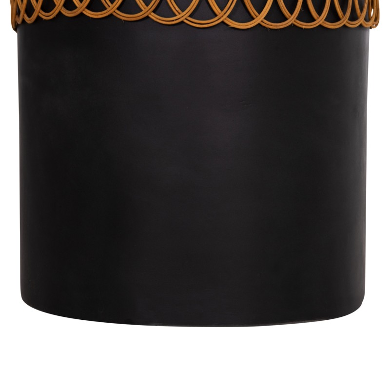 ΒΟΗΘΗΤΙΚΟ ΤΡΑΠΕΖΙ PRILEP HM18159.01 FIBER CEMENT ΜΑΥΡΟ & RATTAN--Φ60x76,5Υεκ