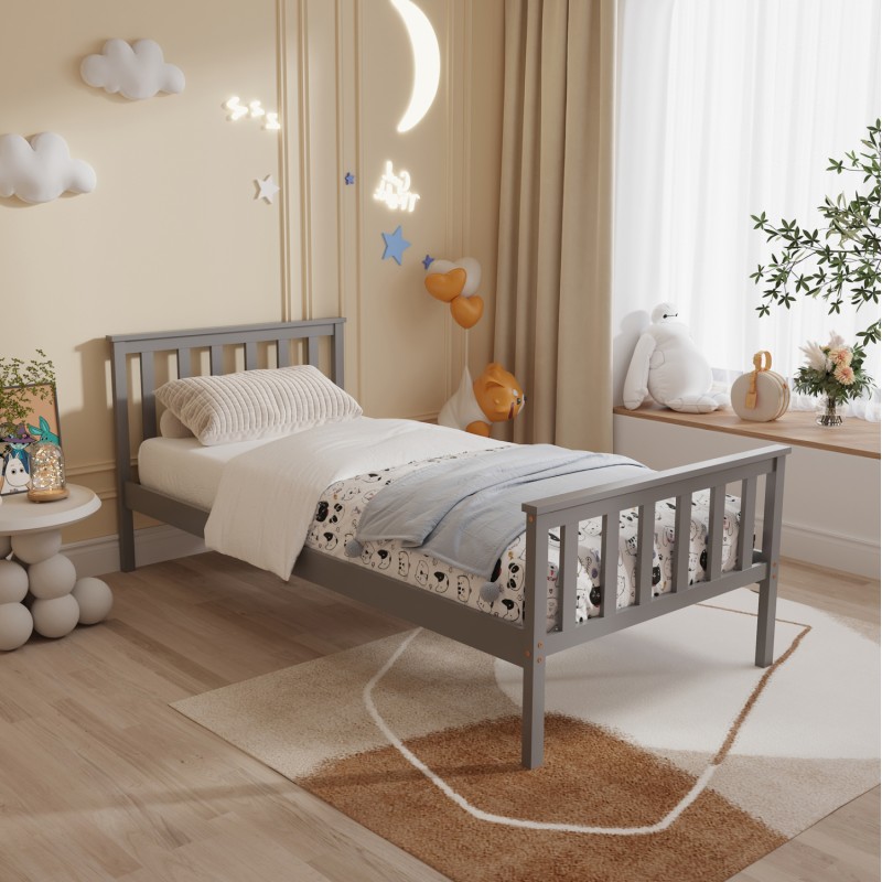 ΚΡΕΒΑΤΙ ΠΑΙΔΙΚΟ ΜΕ ΣΤΡΩΜΑ GIMLY HM21300.02 ΞΥΛΟ ΠΕΥΚΟΥ ΣΕ ΓΚΡΙ- ΓΙΑ ΣΤΡΩΜΑ 90x190εκ