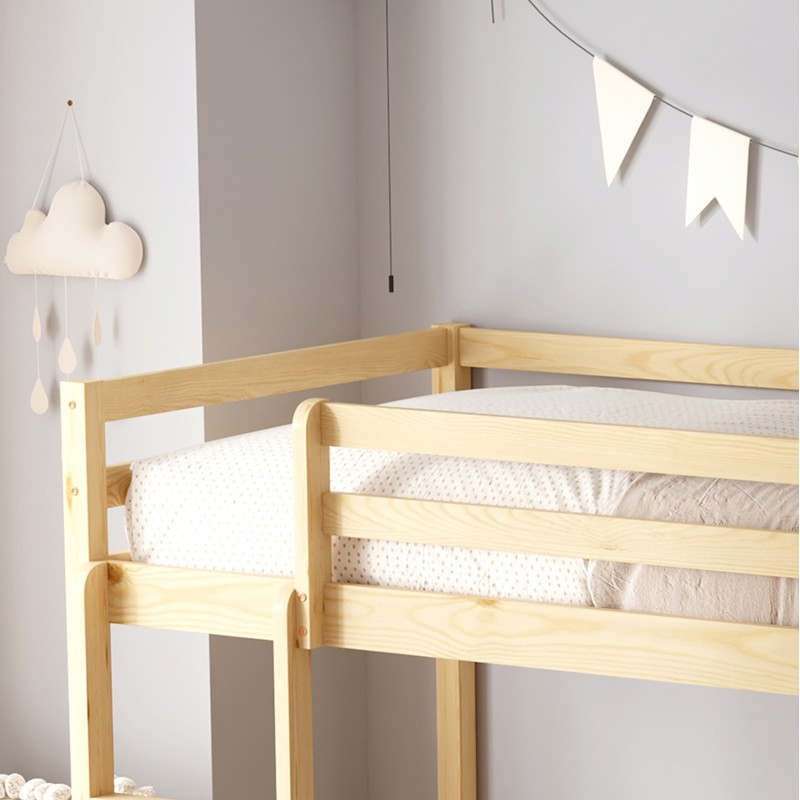 ΚΟΥΚΕΤΑ ΠΑΙΔΙΚΗ ΜΕ ΠΑΡΚΑΚΙ PLAYKID HM21312 ΞΥΛΟ ΠΕΥΚΟΥ ΦΥΣΙΚΟ--ME ΣΤΡΩΜΑ 90x190εκ