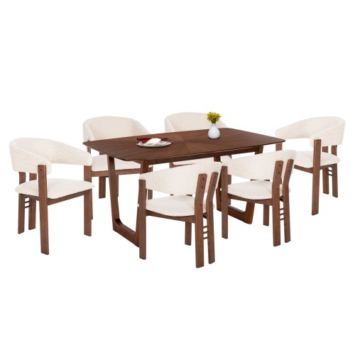 ΣΕΤ ΤΡΑΠΕΖΑΡΙΑΣ 7ΤΜΧ ZARRA HM21338.01 ΤΡΑΠΕΖΙ ΑΠΟ MDF--ΚΑΡΕΚΛΕΣ ΜΕ ΜΠΟΥΚΛΕ ΥΦΑΣΜΑ