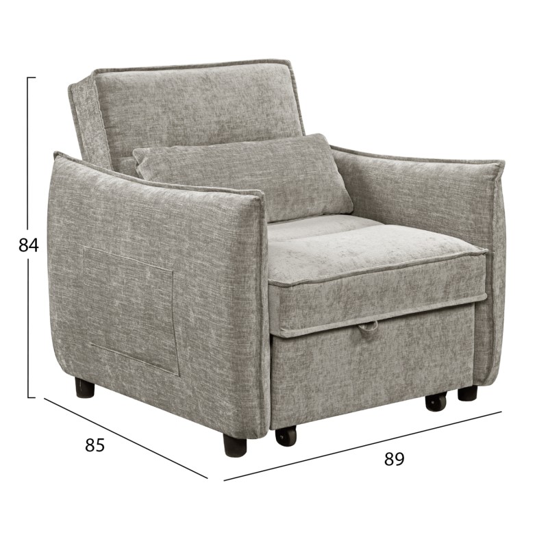 ΠΟΛΥΘΡΟΝΑ-ΚΡΕΒΑΤΙ ORYN HM3307.03 ΜΠΕΖ ΥΦΑΣΜΑ 89x85x84Υεκ.