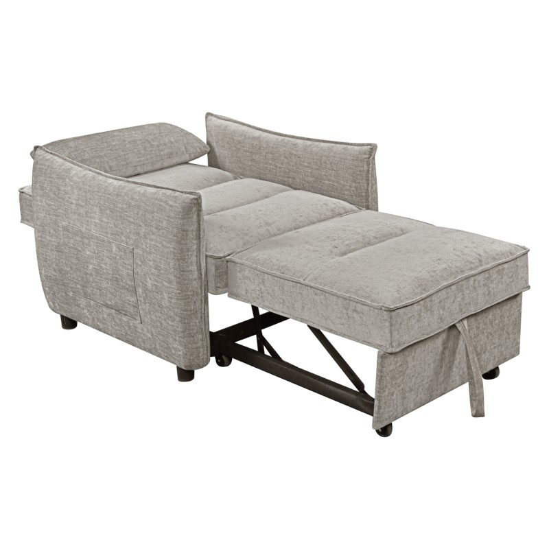 ΠΟΛΥΘΡΟΝΑ-ΚΡΕΒΑΤΙ ORYN HM3307.03 ΜΠΕΖ ΥΦΑΣΜΑ 89x85x84Υεκ.