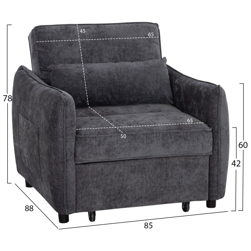 ΠΟΛΥΘΡΟΝΑ-ΚΡΕΒΑΤΙ ORYN HM3307.01 ΓΚΡΙ ΥΦΑΣΜΑ 85x88x78Υεκ.