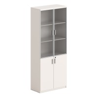 ΒΙΒΛΙΟΘΗΚΗ NEWLINE HM18281 ΜΕΛΑΜΙΝΗ ΕΚΡΟΥ & ΚΑΦΕ--ΓΥΑΛΙ 80x40x200Υεκ.