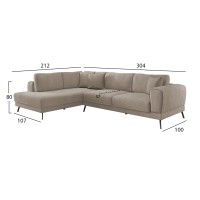 ΚΑΝΑΠΕΣ ΚΡΕΒΑΤΙ ΑΡΙΣΤΕΡΗ ΓΩΝΙΑ ZENORA HM3337.03L ΜΠΕΖ ΥΦΑΣΜΑ 303x214x80Υεκ