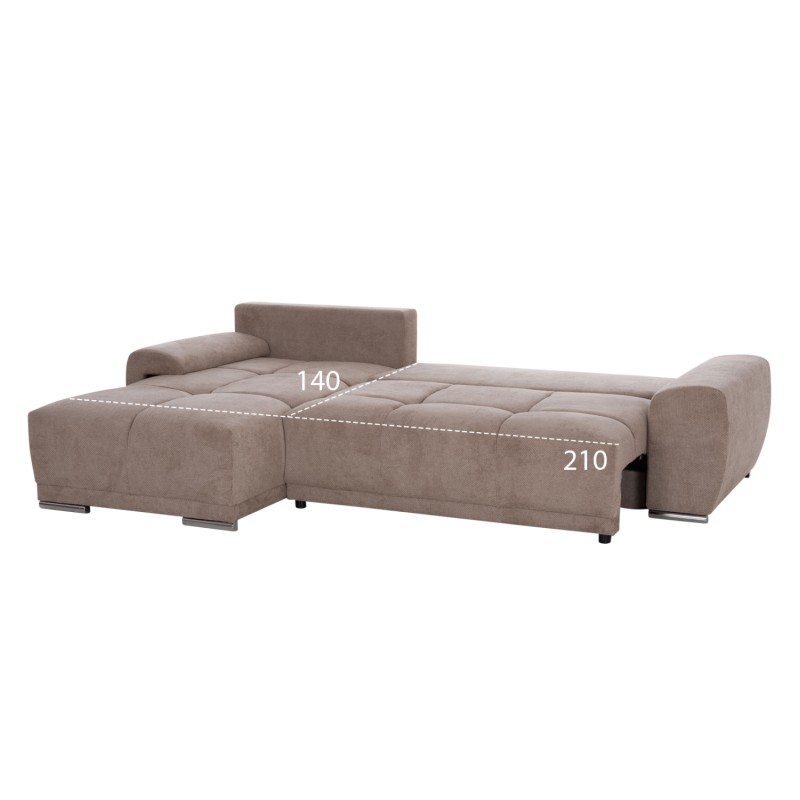 ΚΑΝΑΠΕΣ ΚΡΕΒΑΤΙ ΑΡΙΣΤΕΡΗ ΓΩΝΙΑ COMFYRA HM3336.03L ΜΠΕΖ ΥΦΑΣΜΑ 268x180x83Υεκ