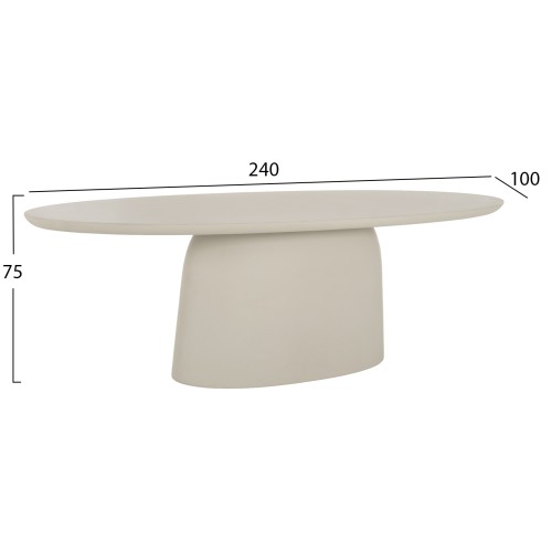 ΤΡΑΠΕΖΙ ΤΡΑΠΕΖΑΡΙΑΣ FIBER CEMENT ΟΒΑΛ BRECCAN HM6577.02 ΜΠΕΖ 240x100x75Υεκ.