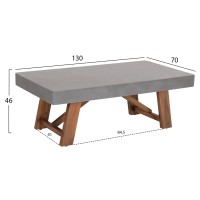 ΤΡΑΠΕΖΙ ΜΕΣΗΣ FIBER CEMENT & ΞΥΛΟ ΑΚΑΚΙΑΣ MAEVE HM6595.01 ΓΚΡΙ 130x70x46Υεκ.