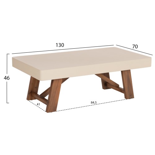 ΤΡΑΠΕΖΙ ΜΕΣΗΣ FIBER CEMENT & ΞΥΛΟ ΑΚΑΚΙΑΣ MAEVE HM6595.02 ΜΠΕΖ  130x70x46Υεκ.