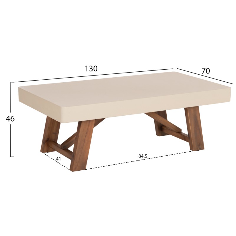 ΤΡΑΠΕΖΙ ΜΕΣΗΣ FIBER CEMENT & ΞΥΛΟ ΑΚΑΚΙΑΣ MAEVE HM6595.02 ΜΠΕΖ  130x70x46Υεκ.