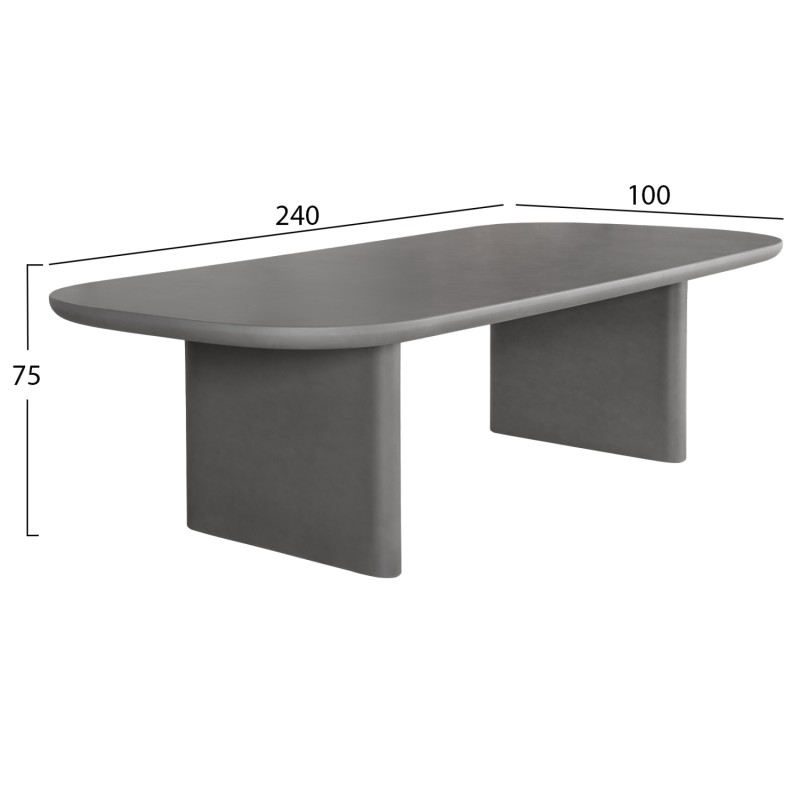 ΤΡΑΠΕΖΙ ΤΡΑΠΕΖΑΡΙΑΣ FIBER CEMENT AZAMI HM6600.01 ΓΚΡΙ 240x100x75Υεκ.
