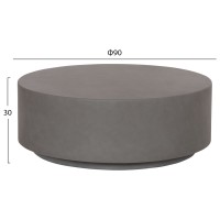 ΤΡΑΠΕΖΙ ΜΕΣΗΣ FIBER CEMENT ΣΤΡΟΓΓΥΛΟ KYOKO HM6579.01 ΓΚΡΙ Φ90x30Υεκ.