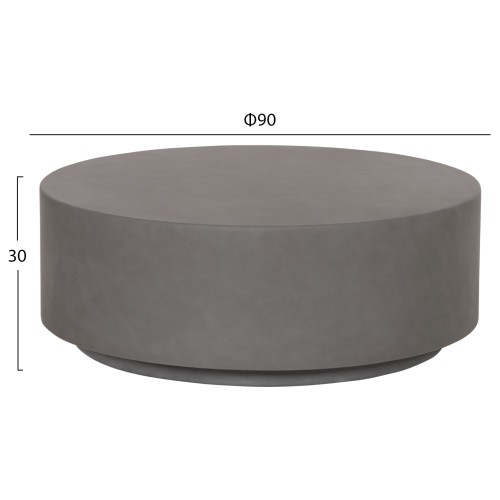 ΤΡΑΠΕΖΙ ΜΕΣΗΣ FIBER CEMENT ΣΤΡΟΓΓΥΛΟ KYOKO HM6579.01 ΓΚΡΙ Φ90x30Υεκ.