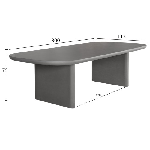 ΤΡΑΠΕΖΙ ΤΡΑΠΕΖΑΡΙΑΣ FIBER CEMENT AZAMI HM6601.01 ΓΚΡΙ 300x112x75Υεκ.