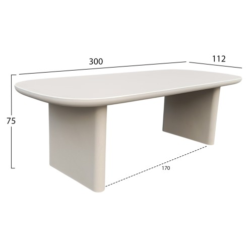 ΤΡΑΠΕΖΙ ΤΡΑΠΕΖΑΡΙΑΣ FIBER CEMENT AZAMI HM6601.02 ΜΠΕΖ 300x112x75Υεκ.