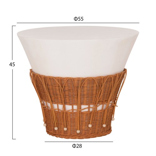 ΤΡΑΠΕΖΙ ΣΑΛΟΝΙΟΥ PERRAL HM18164.02L FIBER CEMENT ΛΕΥΚΟ-ΦΥΣΙΚΟ RATTAN--Φ55x45Υεκ