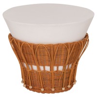 ΤΡΑΠΕΖΙ ΒΟΗΘΗΤΙΚΟ PERRAL HM18164.02S FIBER CEMENT ΛΕΥΚΟ-ΦΥΣΙΚΟ RATTAN--Φ42x36Υεκ