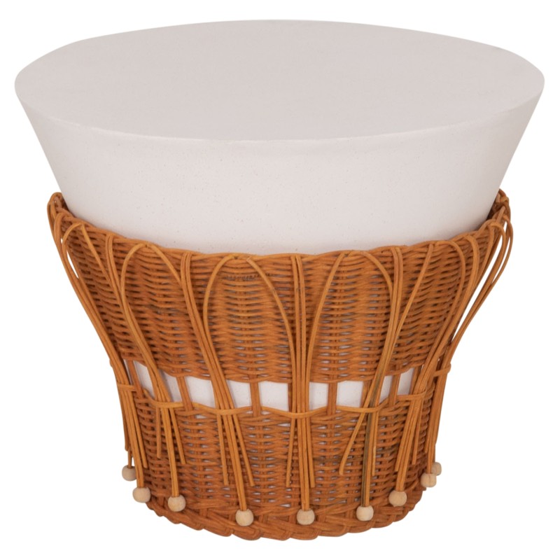ΤΡΑΠΕΖΙ ΒΟΗΘΗΤΙΚΟ PERRAL HM18164.02S FIBER CEMENT ΛΕΥΚΟ-ΦΥΣΙΚΟ RATTAN--Φ42x36Υεκ