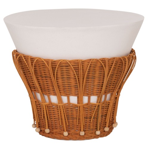 ΤΡΑΠΕΖΙ ΒΟΗΘΗΤΙΚΟ PERRAL HM18164.02S FIBER CEMENT ΛΕΥΚΟ-ΦΥΣΙΚΟ RATTAN--Φ42x36Υεκ