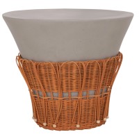 ΤΡΑΠΕΖΙ ΣΑΛΟΝΙΟΥ PERRAL HM18164.03L FIBER CEMENT ΓΚΡΙ-ΦΥΣΙΚΟ RATTAN--Φ55x45Υεκ