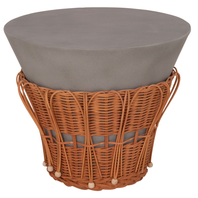 ΤΡΑΠΕΖΙ ΒΟΗΘΗΤΙΚΟ PERRAL HM18164.03S FIBER CEMENT ΓΚΡΙ-ΦΥΣΙΚΟ RATTAN--Φ42x36Υεκ