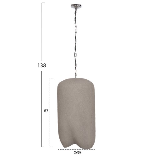 ΦΩΤΙΣΤΙΚΟ ΟΡΟΦΗΣ ΚΡΕΜΑΣΤΟ LOGKY HM4704.03L--FIBER CEMENT ΓΚΡΙ 35x35x67Υεκ