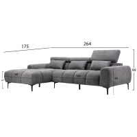 ΚΑΝΑΠΕΣ ΑΡΙΣΤΕΡΗ ΓΩΝΙΑ DIVYA HM3267.12L ΓΚΡΙ ΥΦΑΣΜΑ 260x100-174x104Υεκ.