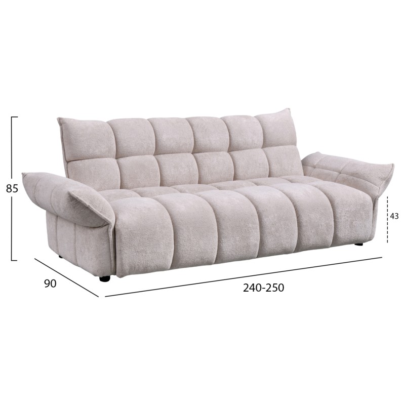 ΚΑΝΑΠΕΣ ΚΡΕΒΑΤΙ MELU HM3314.02 ΜΠΕΖ ΥΦΑΣΜΑ--ΚΑΘΙΣΜΑ POCKET SPRINGS 240-250x90x85Υεκ.