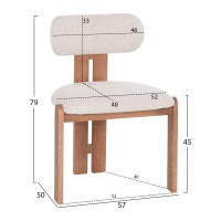 ΚΑΡΕΚΛΑ ΤΡΑΠΕΖΑΡΙΑΣ KARVO HM18252.01 ΜΠΕΖ ΥΦΑΣΜΑ--ΞΥΛΟ ΟΞΙΑΣ 57x50x79Υεκ