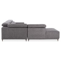 ΚΑΝΑΠΕΣ ΑΡΙΣΤΕΡΗ ΓΩΝΙΑ 5Θ ΜΕ RECLINE LUNARIS HM3316.01L ΓΚΡΙ ΥΦΑΣΜΑ 307x267x94Yεκ