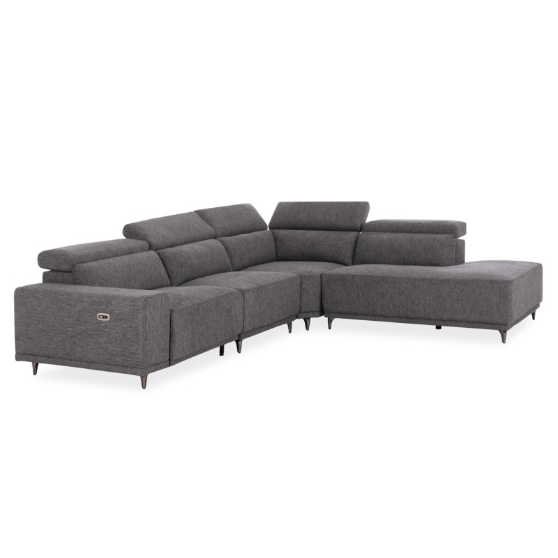 ΚΑΝΑΠΕΣ ΔΕΞΙΑ ΓΩΝΙΑ 5Θ ΜΕ RECLINE LUNARIS HM3316.01R ΓΚΡΙ ΥΦΑΣΜΑ 307x267x94Yεκ