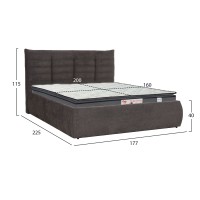 ΚΡΕΒΑΤΙ ΔΙΠΛΟ & ΣΤΡΩΜΑ SANDRA HM10770 ΓΚΡΙ ΥΦΑΣΜΑ ΜΕ ΑΠΟΘ.ΧΩΡΟ--ΓΙΑ 160x200εκ