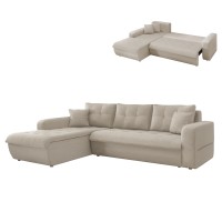 ΚΑΝΑΠΕΣ ΚΡΕΒΑΤΙ ΑΡΙΣΤΕΡΗ ΓΩΝΙΑ KANSO HM3338.03L ΜΠΕΖ ΥΦΑΣΜΑ 244x188x80Υεκ