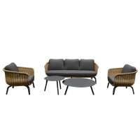 ΣΕΤ ΣΑΛΟΝΙ 5ΤΜΧ STERN HM6555.01 ΓΚΡΙ ΑΛΟΥΜΙΝΙΟ & OLEFIN--TWIST WICKER ΣΕ ΦΥΣΙΚΟ