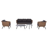 ΣΕΤ ΣΑΛΟΝΙ 5ΤΜΧ STERN HM6555.01 ΓΚΡΙ ΑΛΟΥΜΙΝΙΟ & OLEFIN--TWIST WICKER ΣΕ ΦΥΣΙΚΟ