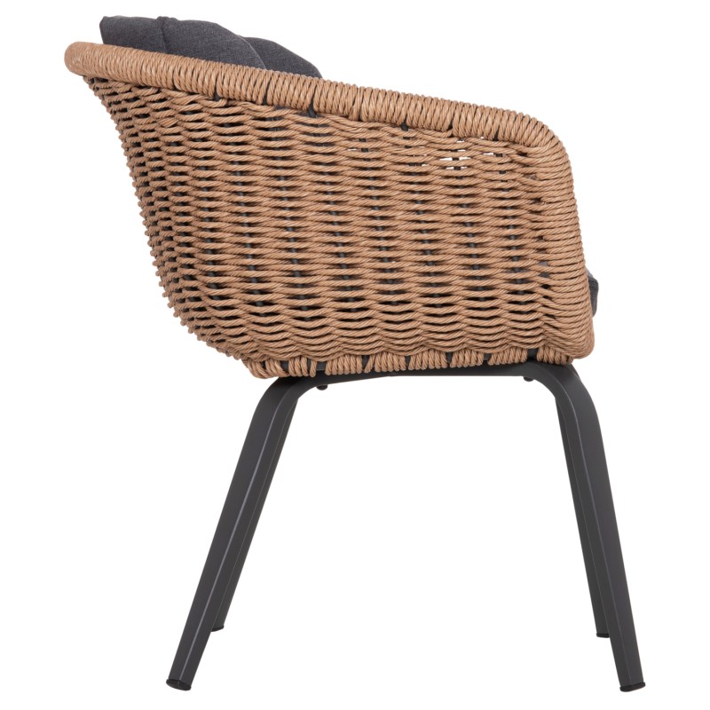 Σετ-2Τεμ.ΠΟΛΥΘΡΟΝΑ VICTUS HM6559.01 ΑΛΟΥΜΙΝΙΟ & OLEFIN ΓΚΡΙ-TWIST WICKER 60x62x76Yεκ