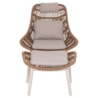ΠΟΛΥΘΡΟΝΑ LOUNGE ΜΕ ΥΠΟΠΟΔΙΟ REMVAZZO HM6561.02 ΑΛΟΥΜΙΝΙΟ ΜΠΕΖ--WICKER 90x85x96Υεκ