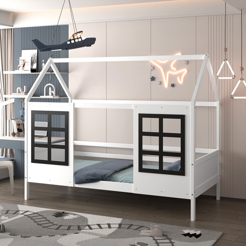 ΠΑΙΔΙΚΟ ΚΡΕΒΑΤΙ τ.MONTESSORI DOMER HM742.01 ΞΥΛΟ ΠΕΥΚΟΥ ΛΕΥΚΟ--ΓΙΑ 90x190εκ