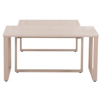 ΤΡΑΠΕΖΙ ΣΑΛΟΝΙΟΥ 2ΤΜΧ TERREN HM18365.02 ΜΠΕΖ ΠΟΔΙΑ--SINTERED STONE ΣΕ ΤΡΑΒΕΡΤΙΝΑ 120x70x45Υεκ