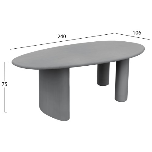 ΤΡΑΠΕΖΙ ΤΡΑΠΕΖΑΡΙΑΣ FIBER CEMENT ΟΒΑΛ VOLPE HM6599.01 ΓΚΡΙ 240x106x75Υεκ