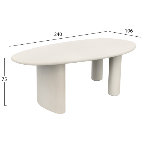 ΤΡΑΠΕΖΙ ΤΡΑΠΕΖΑΡΙΑΣ FIBER CEMENT ΟΒΑΛ VOLPE HM6599.02 ΜΠΕΖ 240x106x75Υεκ