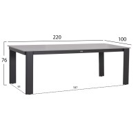 ΤΡΑΠΕΖΙ ΤΡΑΠΕΖΑΡΙΑΣ PUNDER HM6483.01 ΓΚΡΙ ΑΛΟΥΜΙΝΙΟ--SINTERED STONE TOP 220x100x76Υεκ
